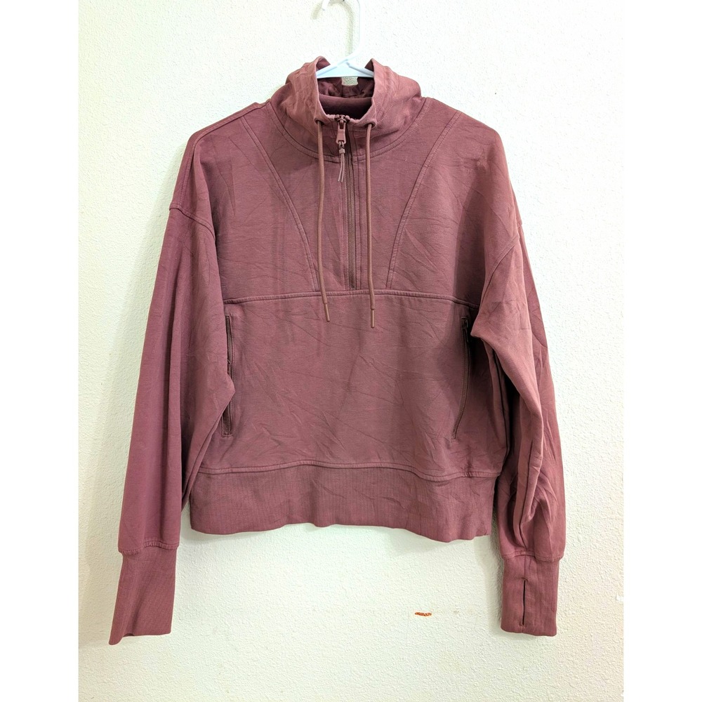 Old Navy Active Dynamic Fleece Womens L Mauve brown Half Zip Pullover Sweatshirt